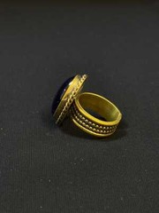 Ancient Egyptian Art blue mirror Ring Gold Plated Blue Lapis Handmade Stackable