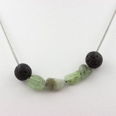 Necklace Beads Apatite Green Madagascar + Lava 0 5/16in Chain IN Ladies Womens