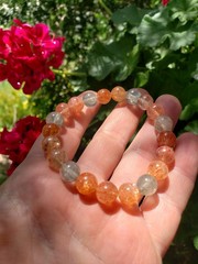 Beautiful Genuine Sunstone 9mm Beads Bracelet