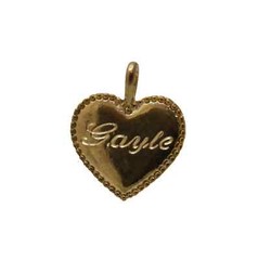Vintage Gold Heart Pendant with etched name – GAYLE