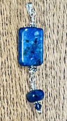 Blue Lapis Stone Sterling Silver & Swarovski Pendant – Denim OOAK