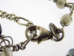 American Eagle Gray Brown Blue Glass Strand Necklace AE 925 62In Sterling Silver
