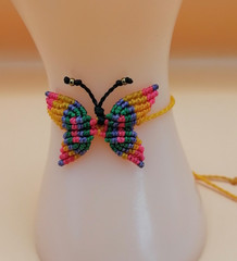 Multicolored Butterfly Macrame Woven Anklet