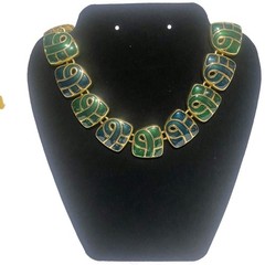Artisan-Style Necklaces Lot of 3 Aztec Multicolor, Green Gold Links, Brown Balls