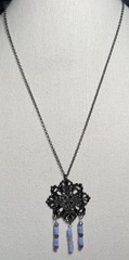 Lepidolite & Blue Lace Agate “Worry Catcher” Pendant On Chain By 927 Designs