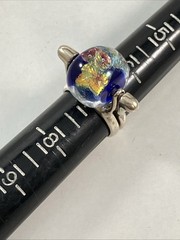 Sterling Silver 925 Dichroic Glass Fidget Size 7 Ring Hallmarked Bulls Head “GB”