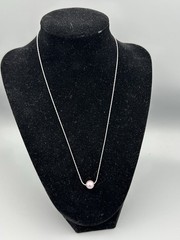 Dainty Pink Shell Pearl Necklace On Stainless Steel Elongated Box Chain