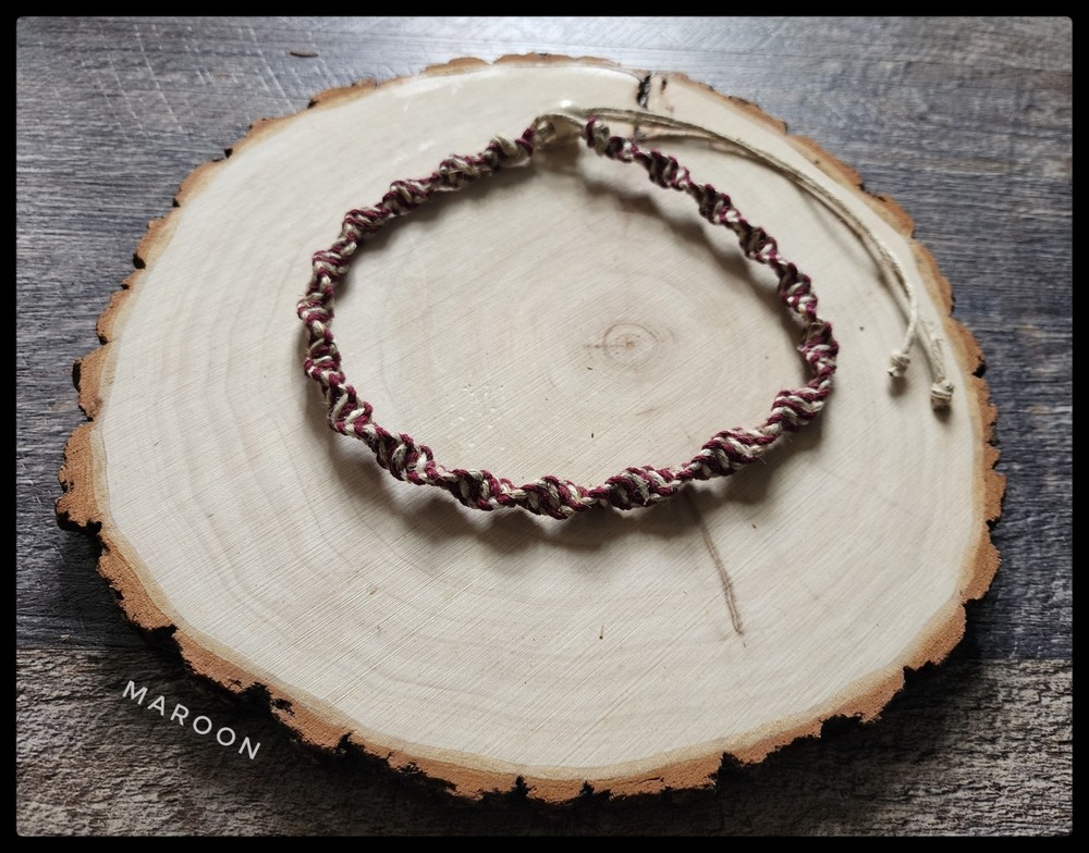 Simplistic Spiral Traditional and Maroon Hemp Necklace / Choker MINIMALISTIC