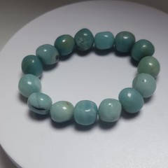 Amazonite Blue-Green Stretch Beaded Bracelet Round Gemstone Cord Healing Nature