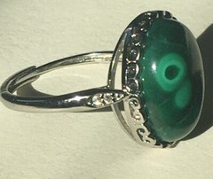 malachite ring S925 adjustable to size 6,7, 8 & 9