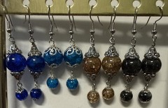 4 Sets Flower cap glass bead earrings, glass beads jewelry, handmade jewelry,