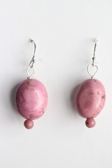 Rhodonite Pink Earrings 13mm x 16mm Oval Gemstone .925 Sterling Silver 1 1/4″