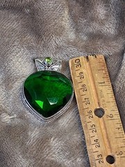 Peridot 2 in. set in 925 Silver Plate CHunky Pendant