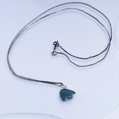 19″, VTG Sterling 925 silver box Chain Necklace bloodstone polar bear Pendant