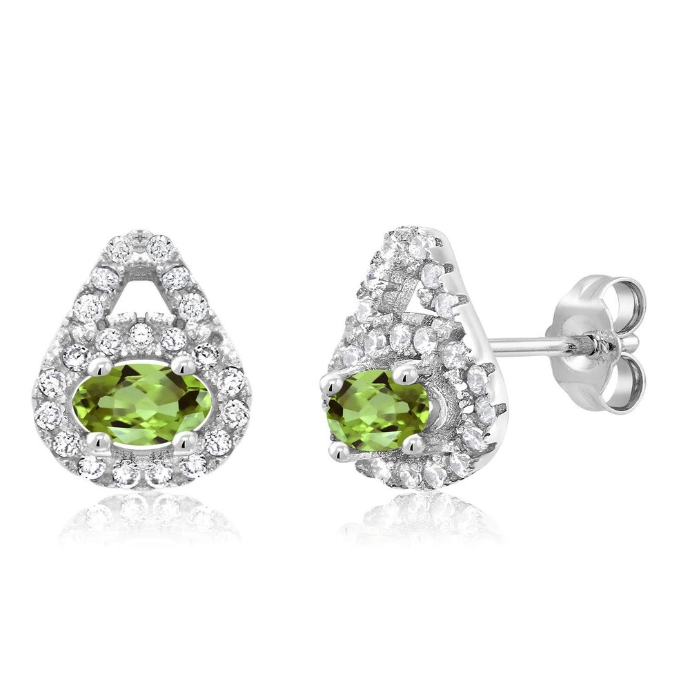 Gem Stone King 1.02 Center Stone: 5×3 mm, Small Stones: 1 Green and White