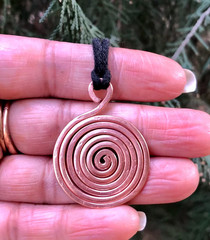 1 Pc Pure Copper Healing Spiral Pendant Locket, Jewelry, Spiritual Kriya