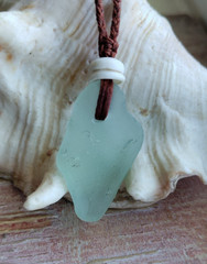 Sea Glass Puka Necklace Braid Beach Aloha Gift Fathers Day Friend Mimimalist