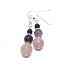 Sugilite Genuine Stone .925 Sterling Silver Handmade Earrings RARE