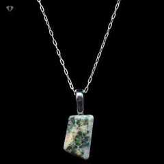 Boulder Opal Necklace- Trapezoid Shape on Bail, 1.4mm Oval Flat 16″ .925 Sterlin