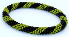 Set of 2 Handmade Beaded Bracelet Nepal Glass Bead Stackable Crochet Bracelets