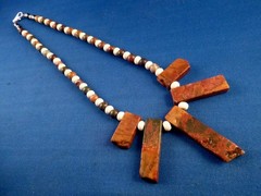NICE! 17.5″ Natural Red Brown Jasper beaded NECKLACE