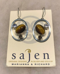 Sajen Oval Tiger Eye Drop Earrings Approx. 1 3/4 In. Long – 9.2 Grams