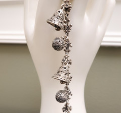 Novica bracelet artisan crafted bell charms sterling silver Indonesia 7.25 in