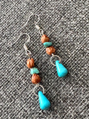Southwestern Navajo Ghost Bead Earrings ~Turquoise Howlite Teardrop