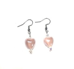 Handmade Light Pink Heart Earrings Valentine’s Day Anniversary Women Gift