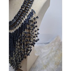 Handmade Beaded Bib Collar Choker Necklace Seed Bead Multi-Strand Statement