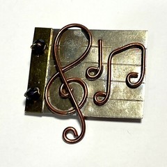 Copper Wire Musical Note Lapel Pin Brooch