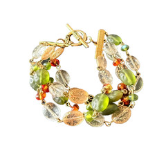 Glass Bead Bracelet Toggle Clasp 7.5 inches Handmade Artisan Jewelry