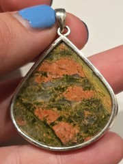 Sterling Silver 925 Unakite Stone Pendant