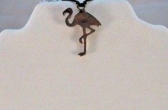 Flamingo Pendant Lead free Safe Pewter 1-1/2″ x 1″ Corded Made in USA Eco Smart