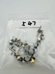 Handmade Clear Aurora Glass Bead Toggle Bracelet 6.75”