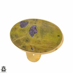 Size 9.5 – Size 11 Adjustable Atlantisite Stichtite 24K Gold Plated Ring GPR1368