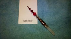 Faceted Red Glass Beads Frosted LEMURIAN Crystal Point PENDANT Wand Ornament