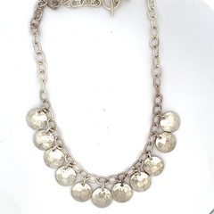 Sterling Silver Cable Chain Hammered Circle Link Necklace – 16.25″ (C31028700)