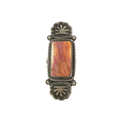Chris Etsitty, Ring, Purple Spiny Oyster, Sterling Silver, Navajo, 7″