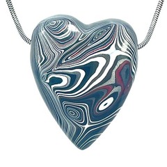 DVH Genuine Michigan MOPAR Fordite Heart Bead Pendant 41x34x14mm (6342)