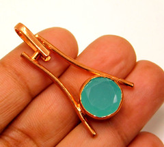 Designer Artisan Handcrafted Copper Pendant With Hydro Aqua Chalcedony Pendant