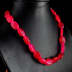 330.Cts Top Grade Fantastic Carved Pink Ruby Beaded Necklace Jewelry RK 41 E712