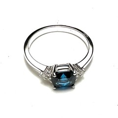 Lab Made London Blue Topaz Ring Solid Sterling Silver 925 , December birthstone