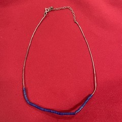Sterling Silver Handmade Blue & Gray Beaded Necklace