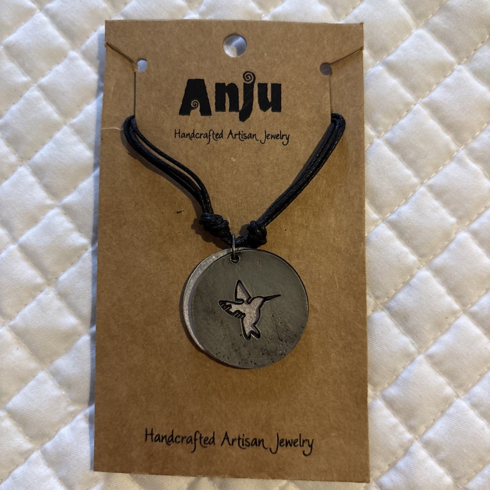 Anju Handcrafted Artisan Jewelry Hummingbird Pendant 19” Cord Necklace