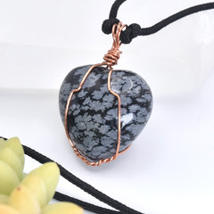 SnowFlake Obsidian Heart Copper. Stone «For Love & Grounding»