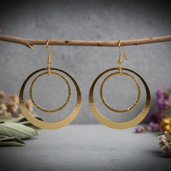 Full Circle Brass Hoop Earrings | Hand Hammered | Handcrafted Brass | Ready to S