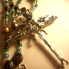 Artisan Crystal Glass Pearl 4″ Enamel Crystal Dragonfly Pendant 24″ Necklace