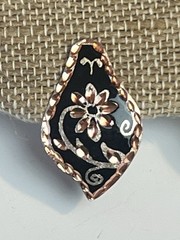 Copper Black Artisan Etched Flower Clip On Flowered earrings Boho