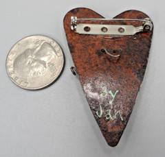 By Jan Heart Brooch Hat Lapel Pin Rusty Tin Country Industrial Valentines Day
